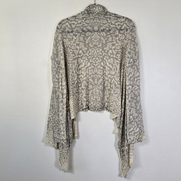 Zadig & Voltaire Cardigan Women's O/S Gray Cream Linen Animal Print Boho Chic - Picture 2 of 7